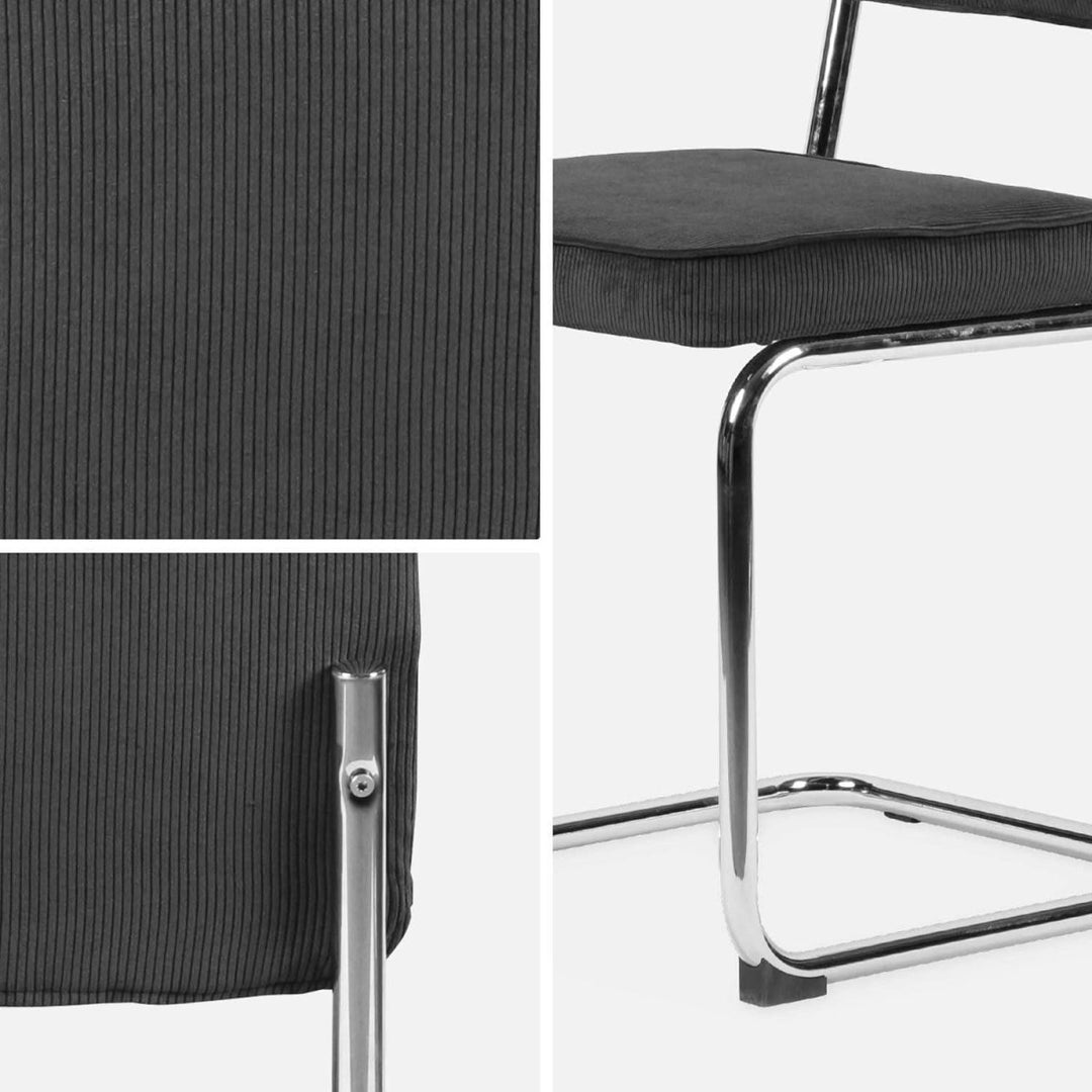 Chaises Cantilever Velours Gris | Bluff - Designix Chaises