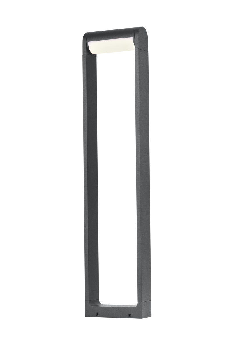 Vue de trois quarts du luminaire droit, montrant le cadre ouvert et le diffuseur blanc