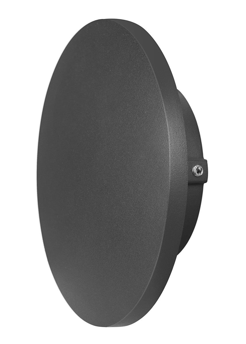 Vue rapprochée du disque en métal texturé anthracite et de son support