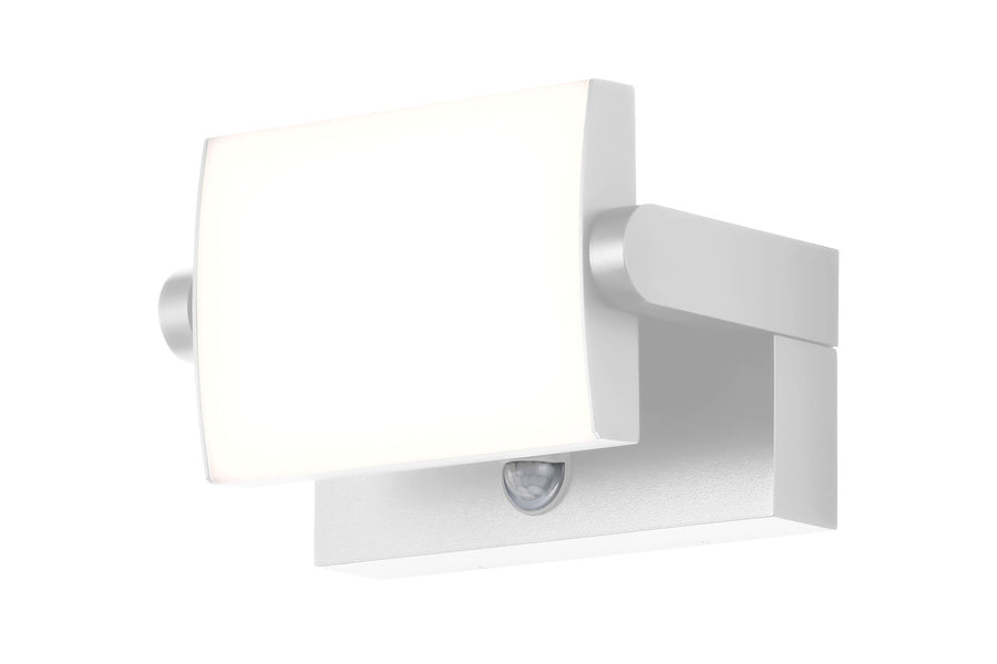 Profil latéral de l'applique blanche avec sa tête orientable et son détecteur