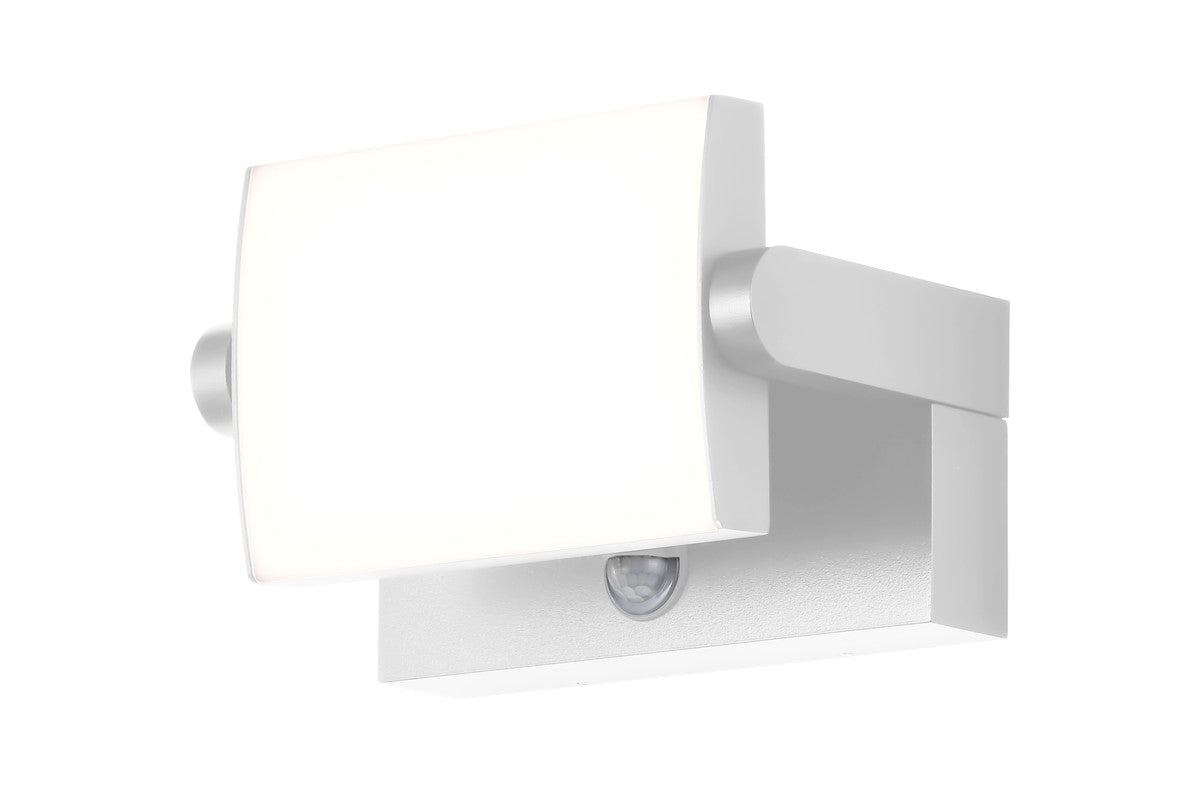 Profil latéral de l'applique blanche avec sa tête orientable et son détecteur
