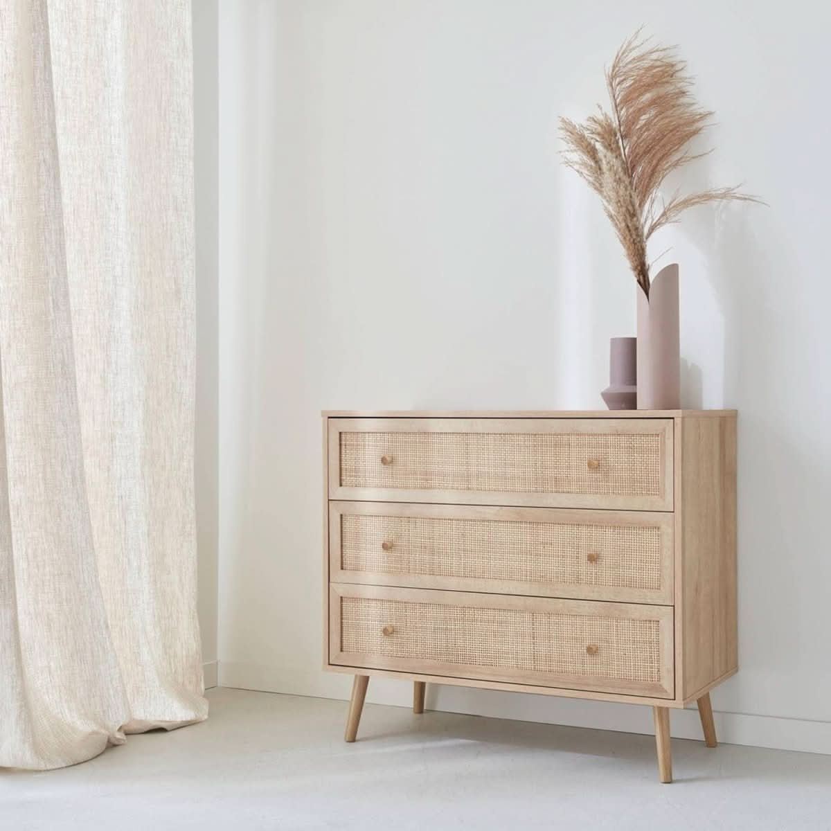 Commode Bois Cannage Bohème | Sérénité - Designix Commode