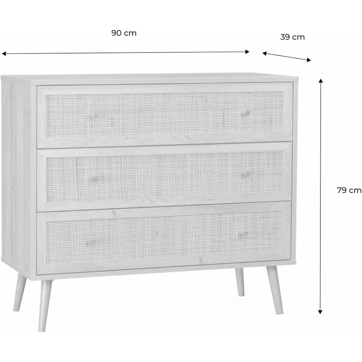 Commode Bois Cannage Bohème | Sérénité - Designix Commode