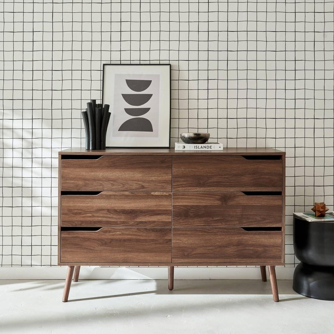Commode Bois Noyer 6 Tiroirs | Falaise - Designix Commode