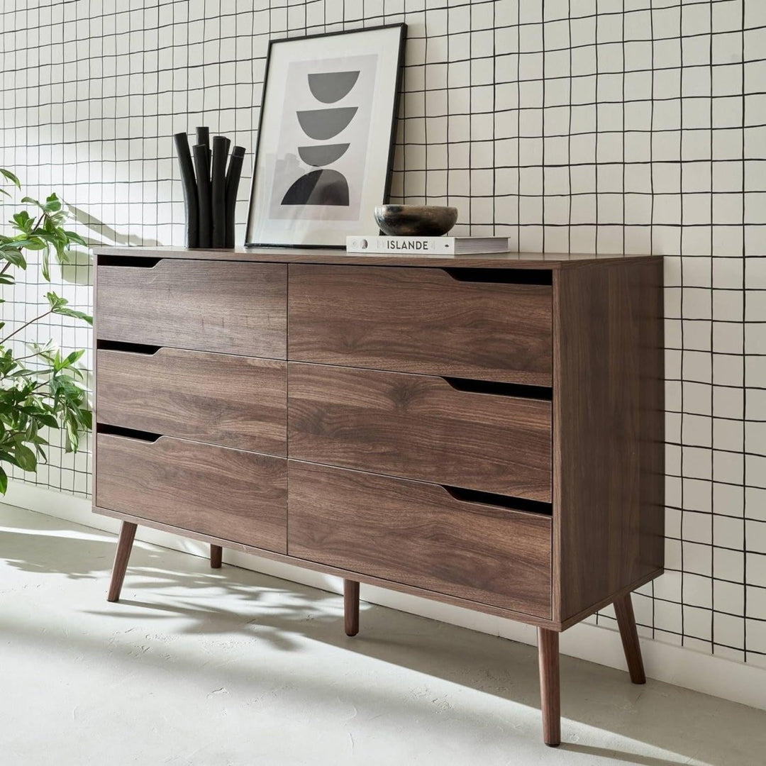 Commode Bois Noyer 6 Tiroirs | Falaise - Designix Commode