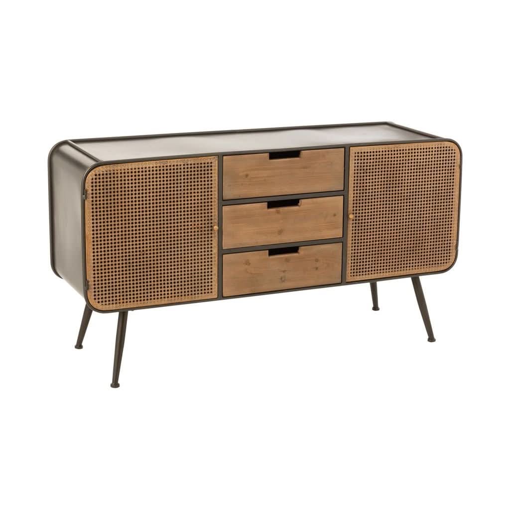 Commode Métal Bois Noir Naturel - Designix