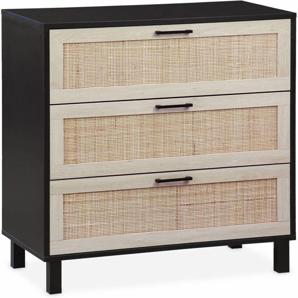 Commode Noire Cannage Tiroirs | Évasion - Designix Commode