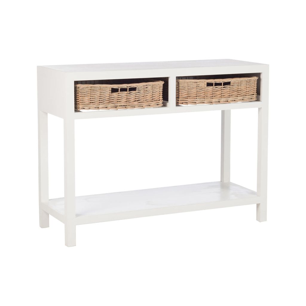 Console Avec Paniers Bois Blanc - Designix