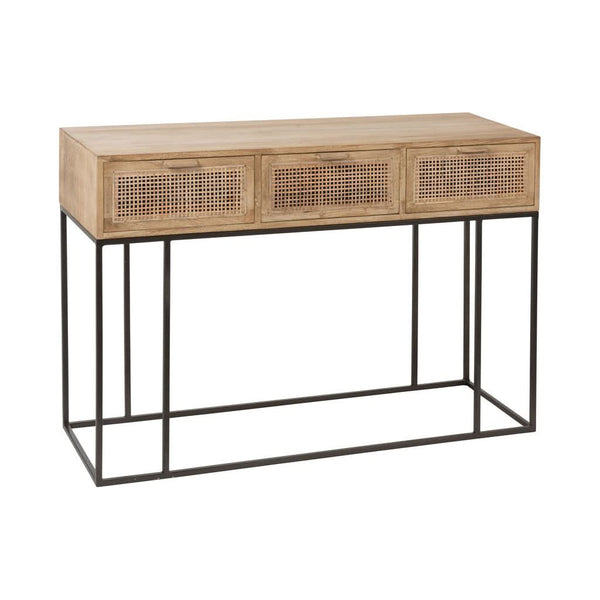 Console Bois Manguier Rotin Naturel
