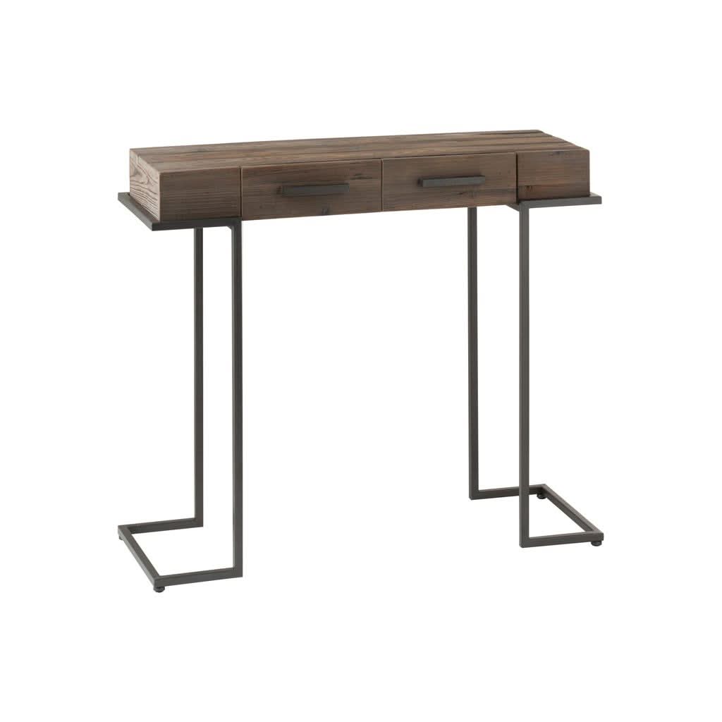 Console Bois Métal Marron 2 Tiroirs - Designix