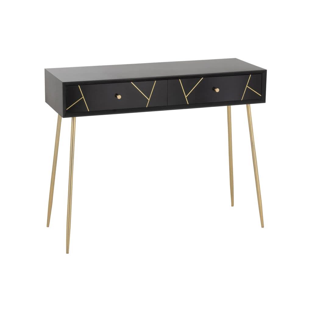 Console Bois Métal Noir Or - Designix