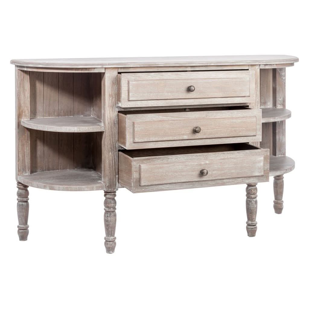 Console Bois Naturel Arrondie 3 Tiroirs - Designix