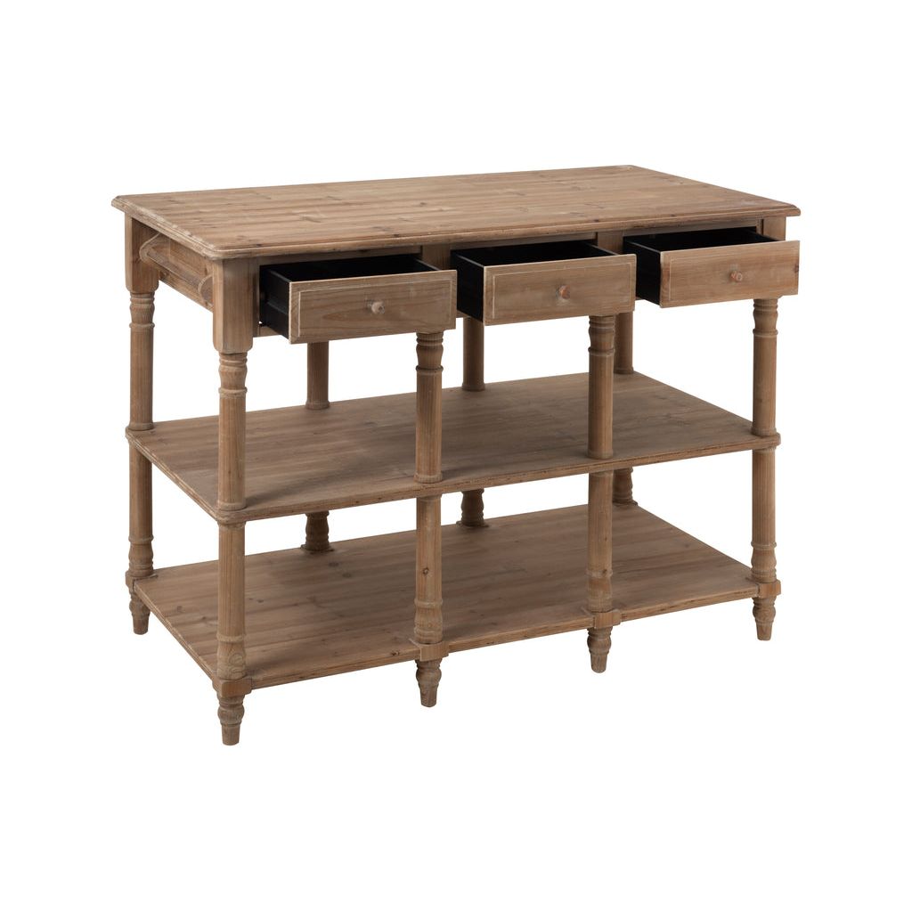 Console Bois Naturel Avec Tiroirs - Designix