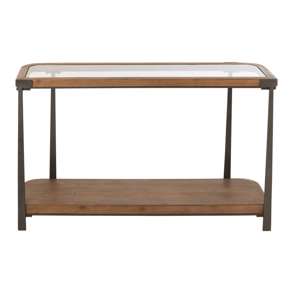 Console Bois Verre Noir Naturel - Designix