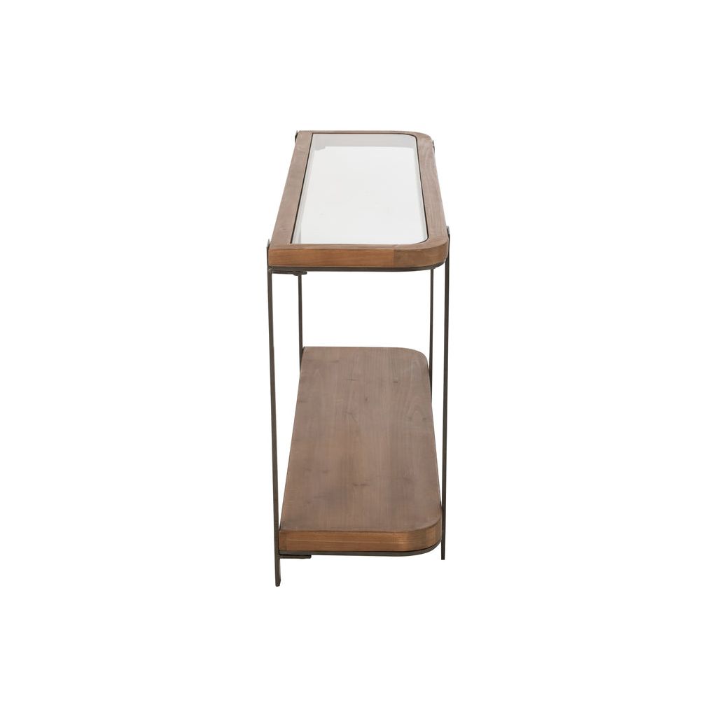 Console Bois Verre Noir Naturel - Designix