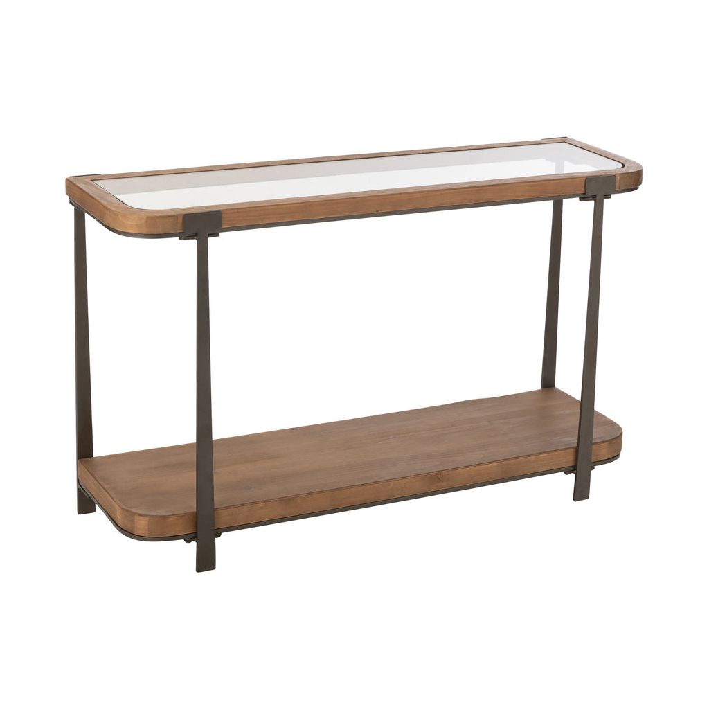 Console Bois Verre Noir Naturel - Designix