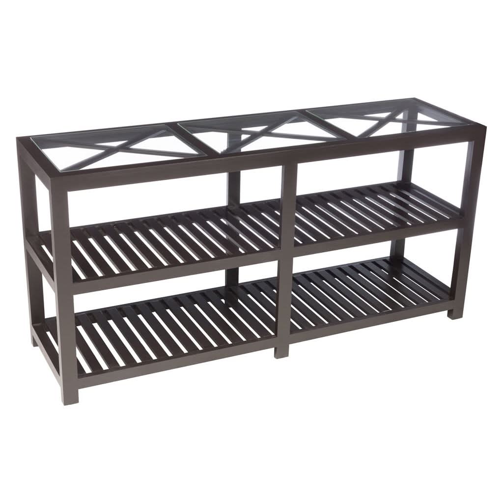 Console Croix Bois Verre Noir - Designix
