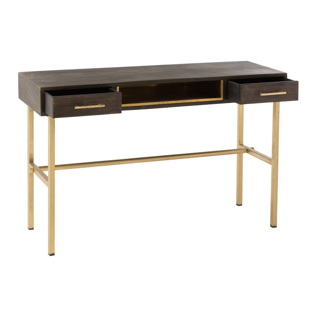 Console Janis Bois Fer Marron Or - Designix