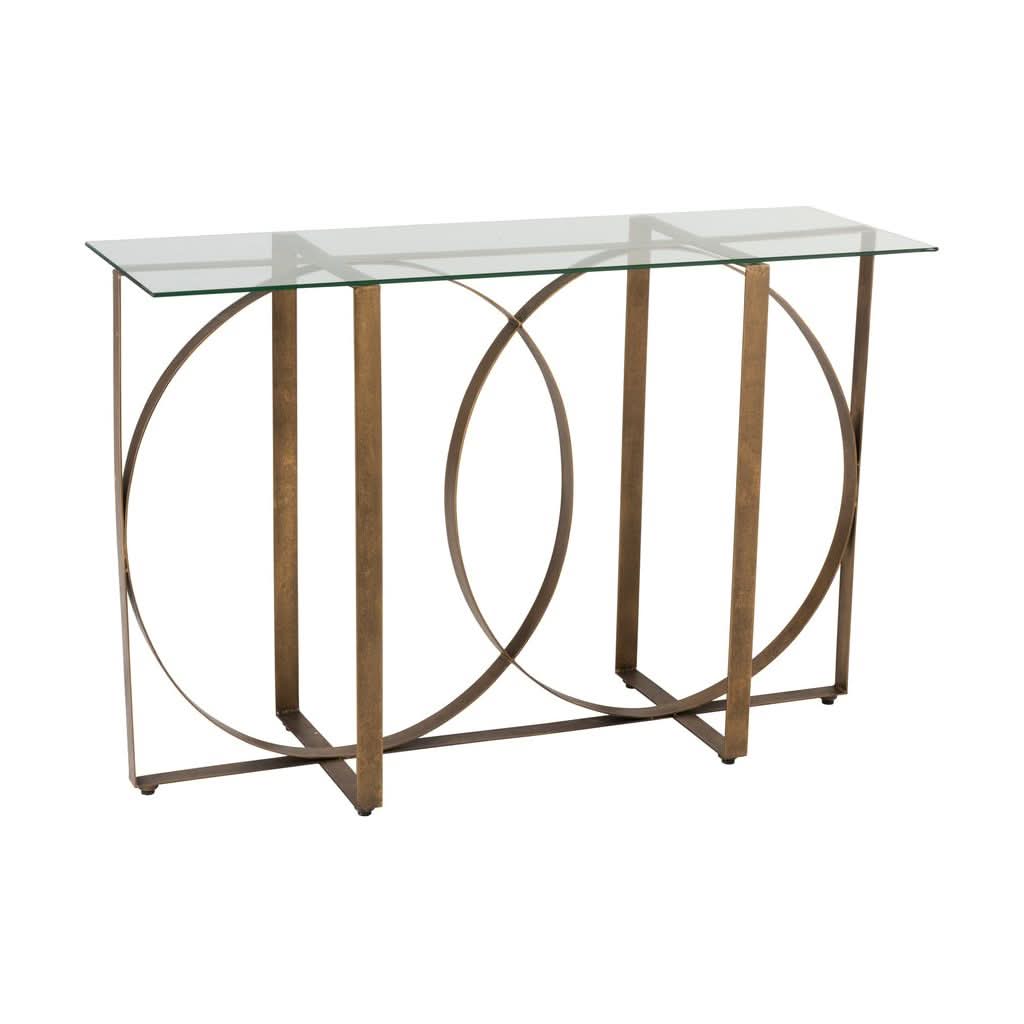 Console Métal Verre Or Vieilli - Designix