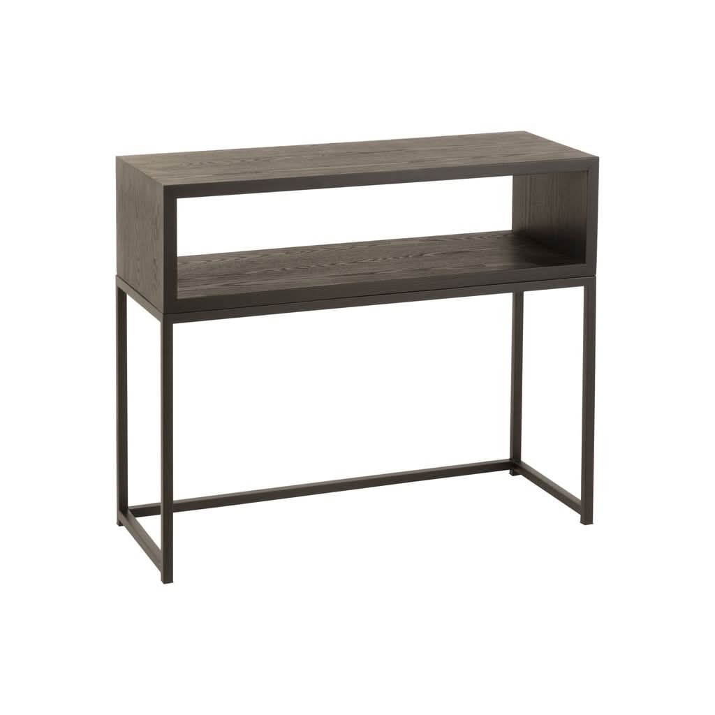 Console Noir Bois Métal Ouverte - Designix