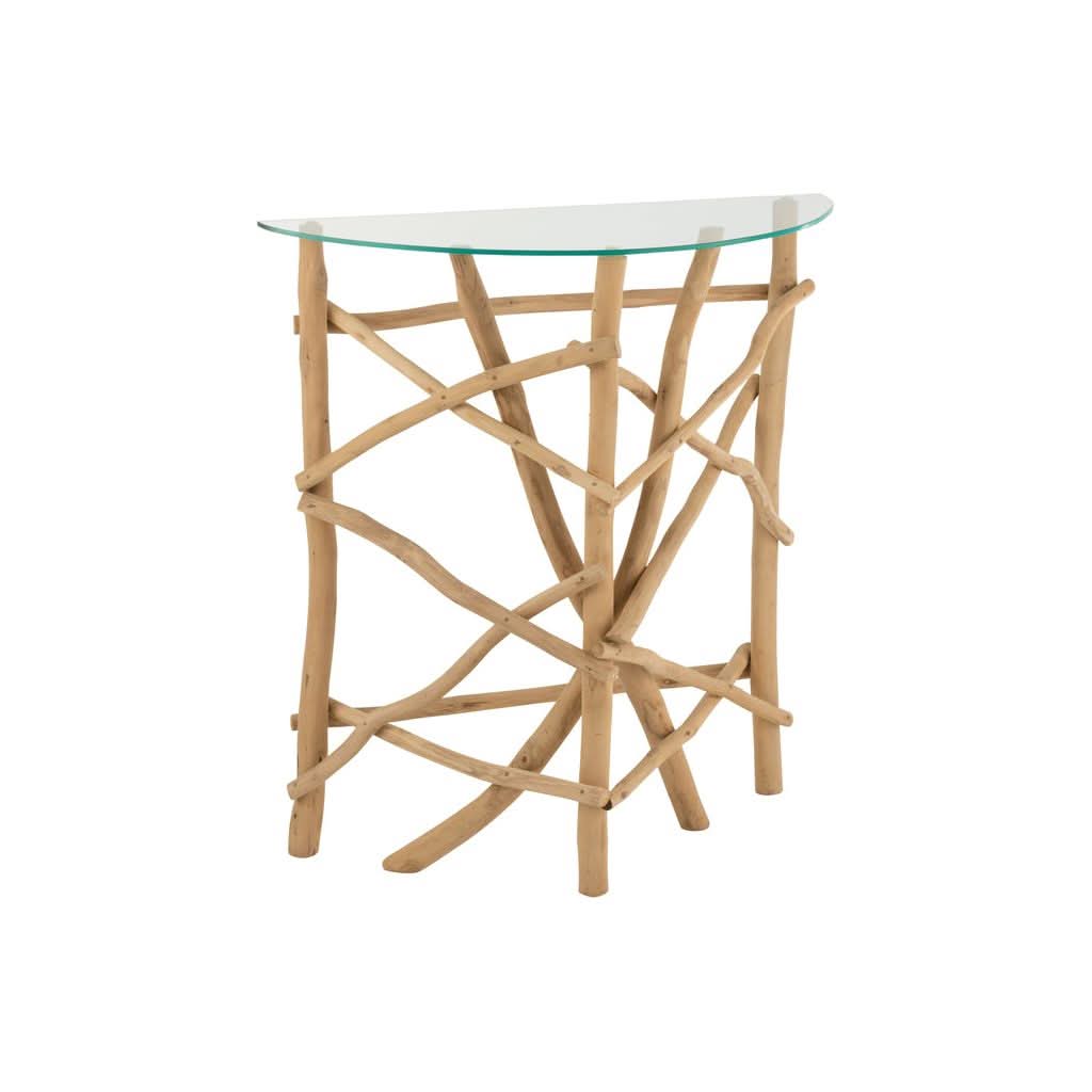 Console Teck Naturel Verre - Designix