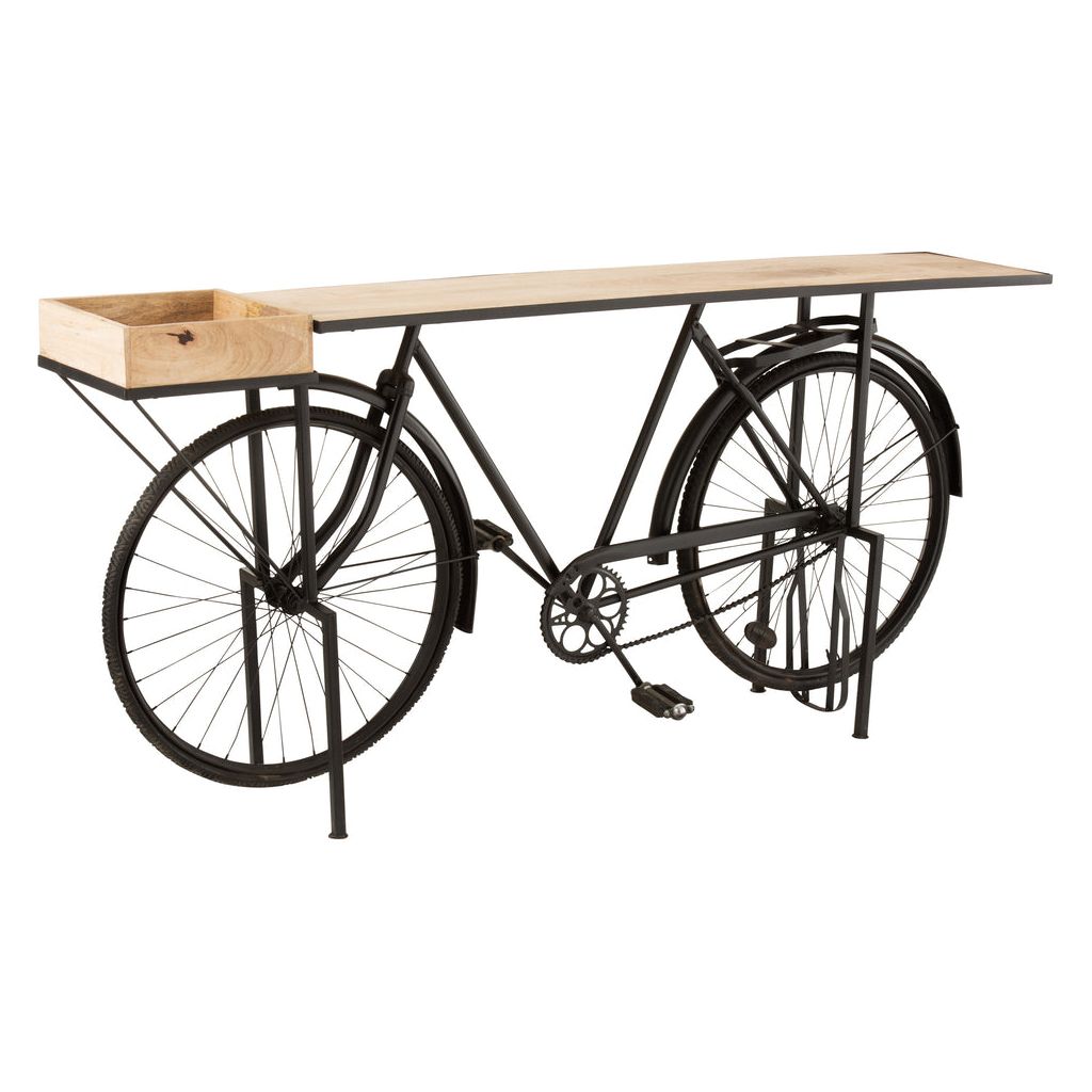 Console Vélo Métal Bois Mango Noir Naturel - Designix