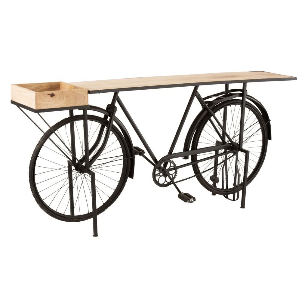 Console Vélo Métal Bois Mango Noir Naturel - Designix