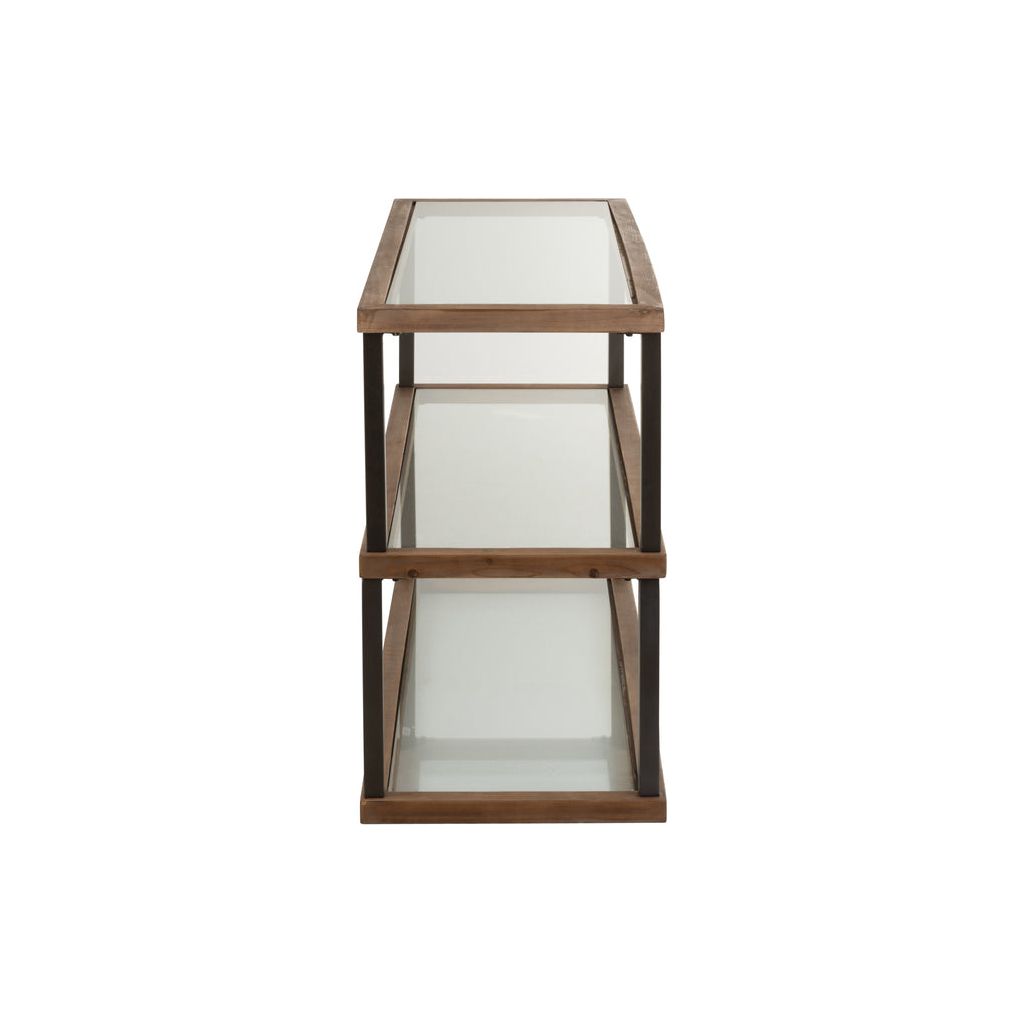 Console Verre Bois Marron 3 Niveaux - Designix