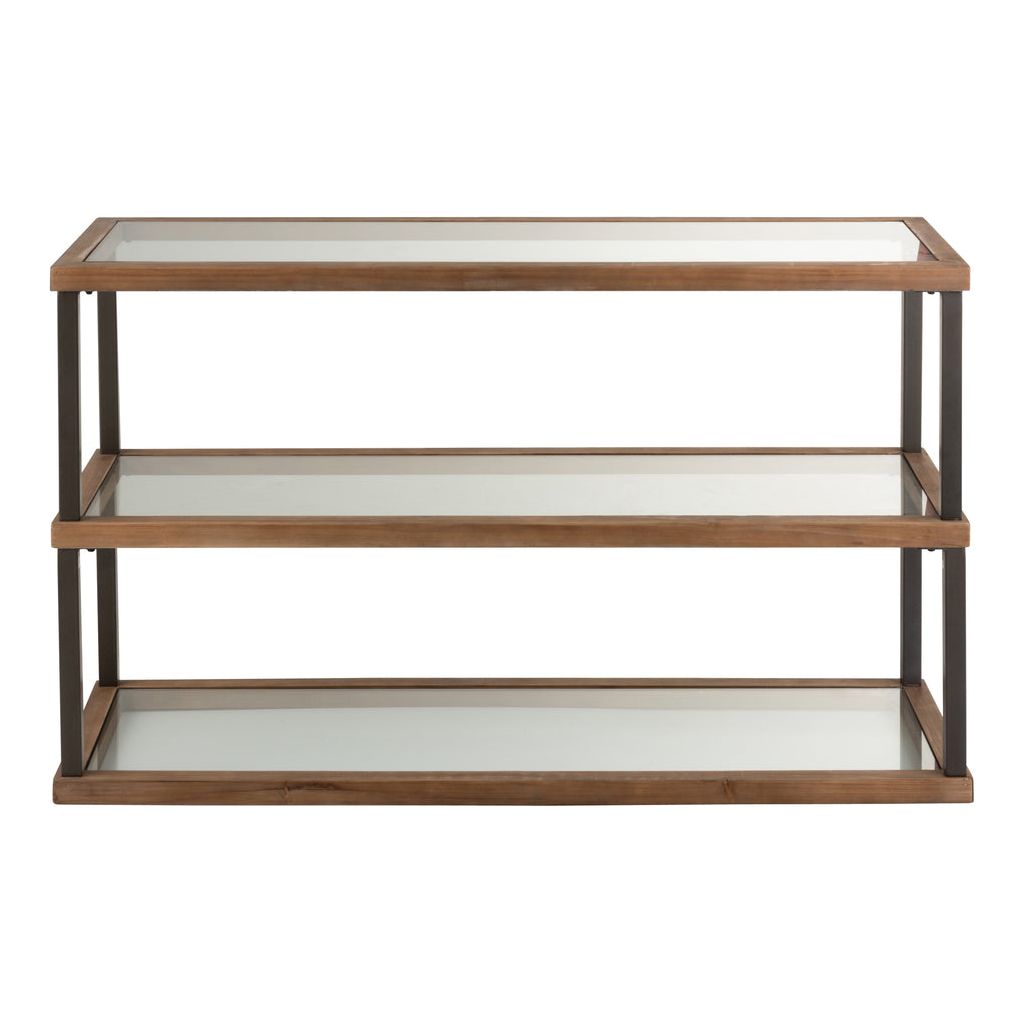 Console Verre Bois Marron 3 Niveaux - Designix