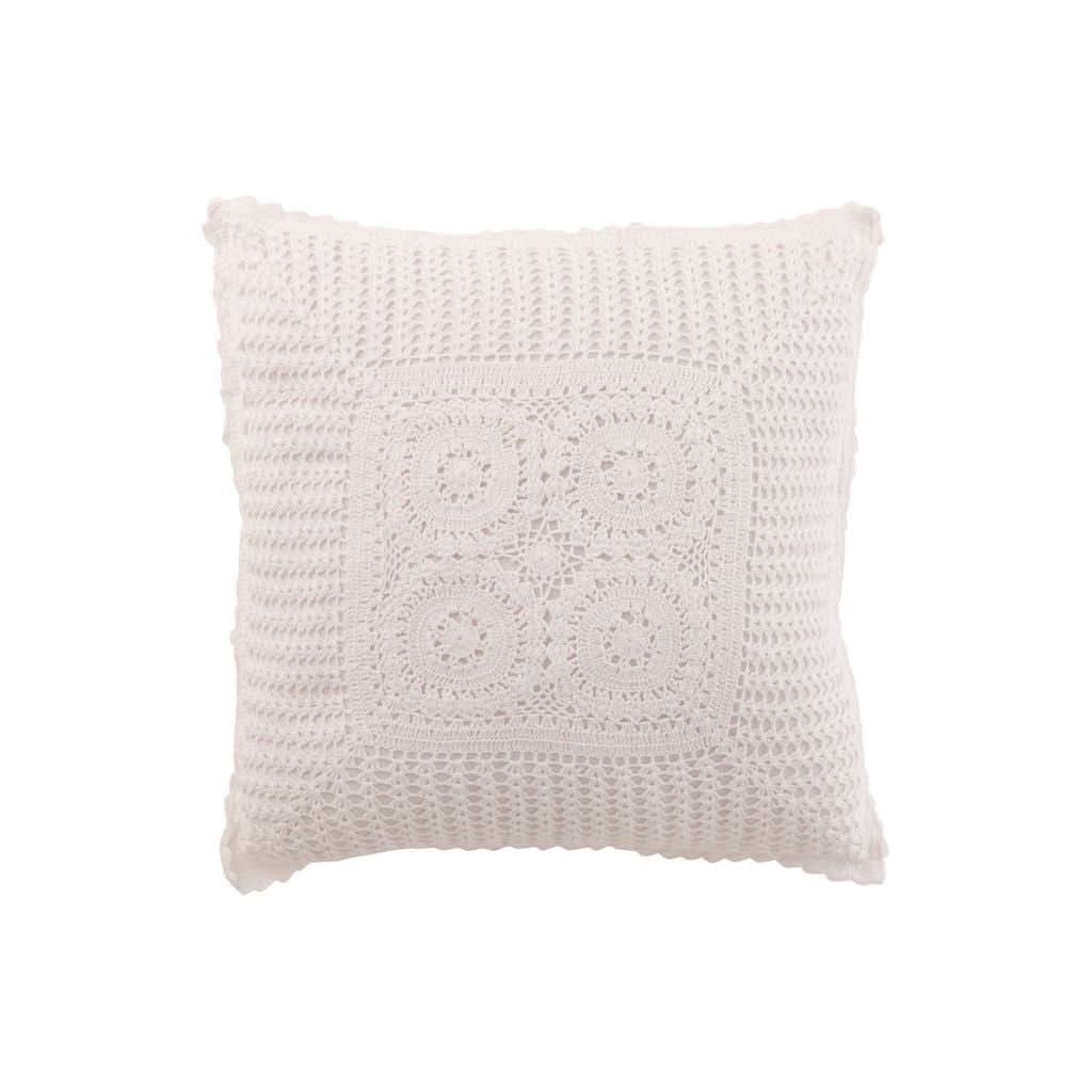 Coussin Dentelle Coton Blanc - Designix