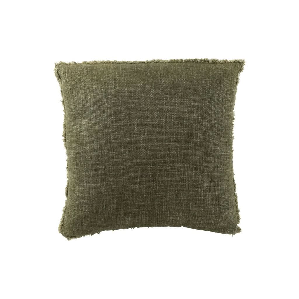 Coussin Effiloché Vert Foncé - Designix