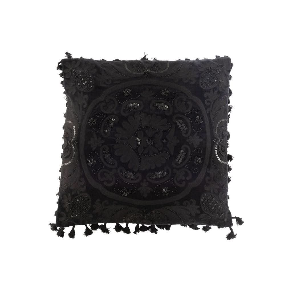 Coussin Noir en Coton Marocain - Designix