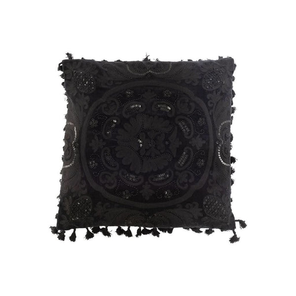 Coussin Noir en Coton Marocain