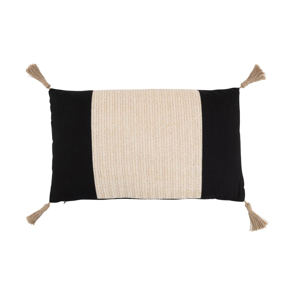 Coussin Polyester Tissé Noir Rectangulaire - Designix
