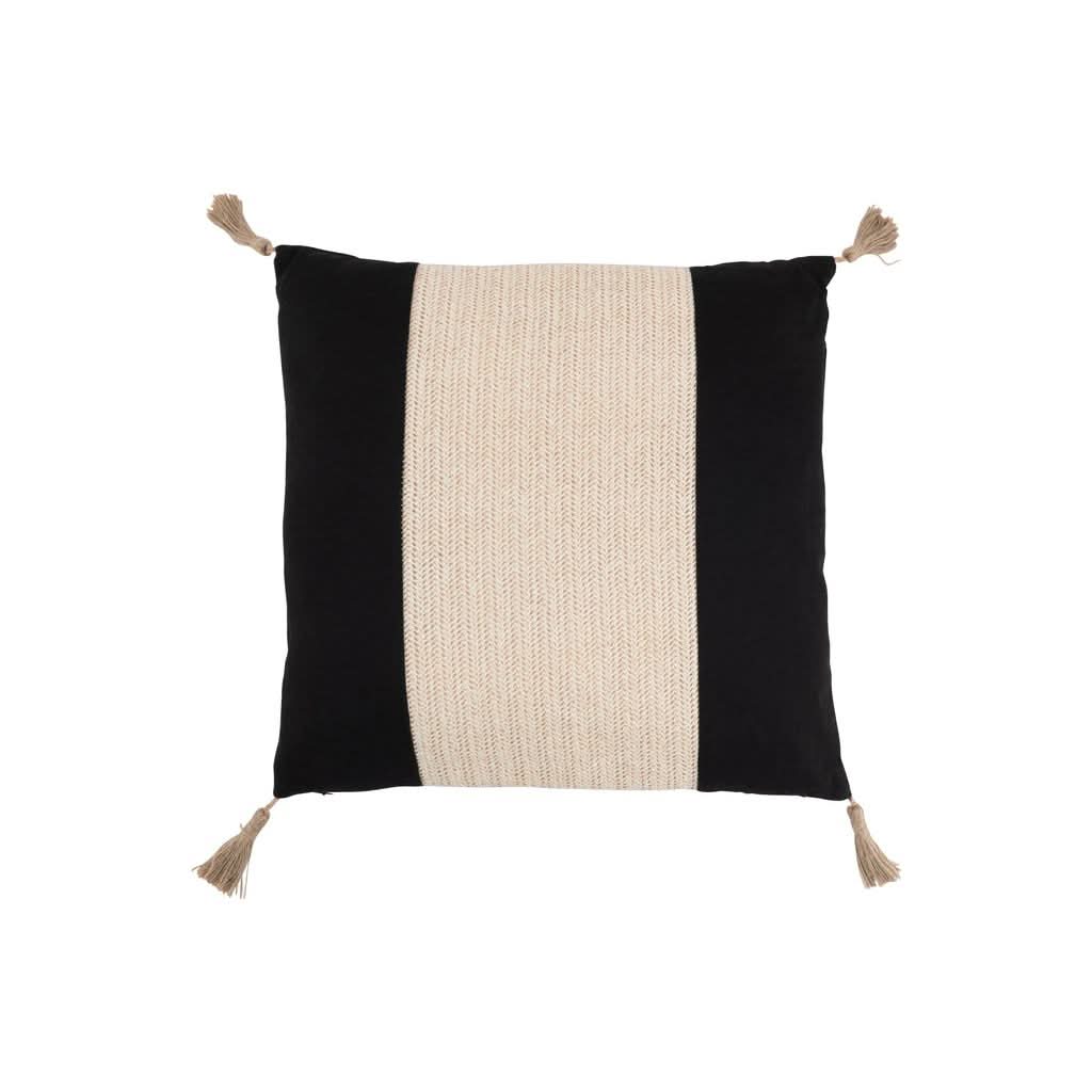 Coussin Tissé Noir Polyester - Designix