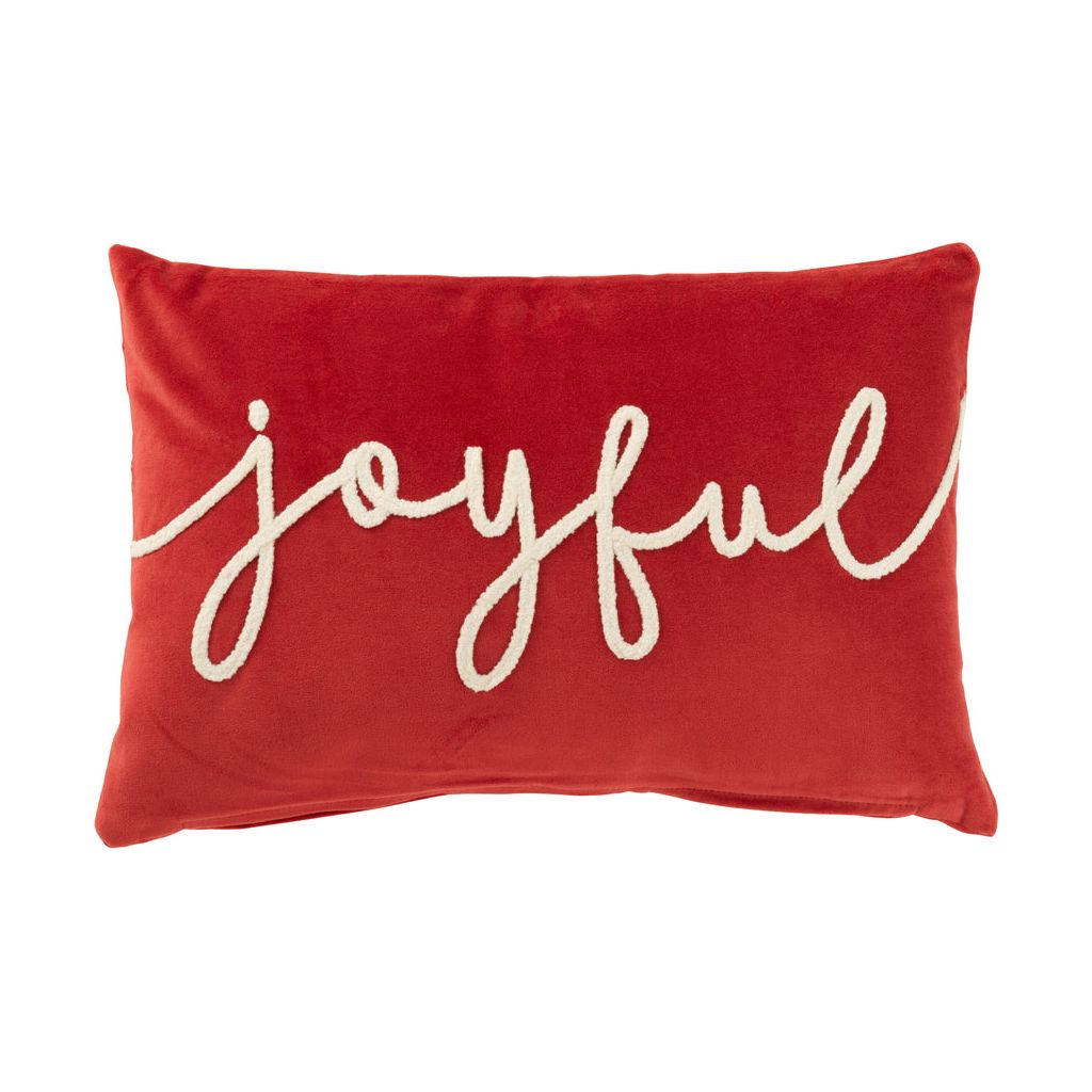 Coussin Velours Rouge Blanc Joyeux - Designix