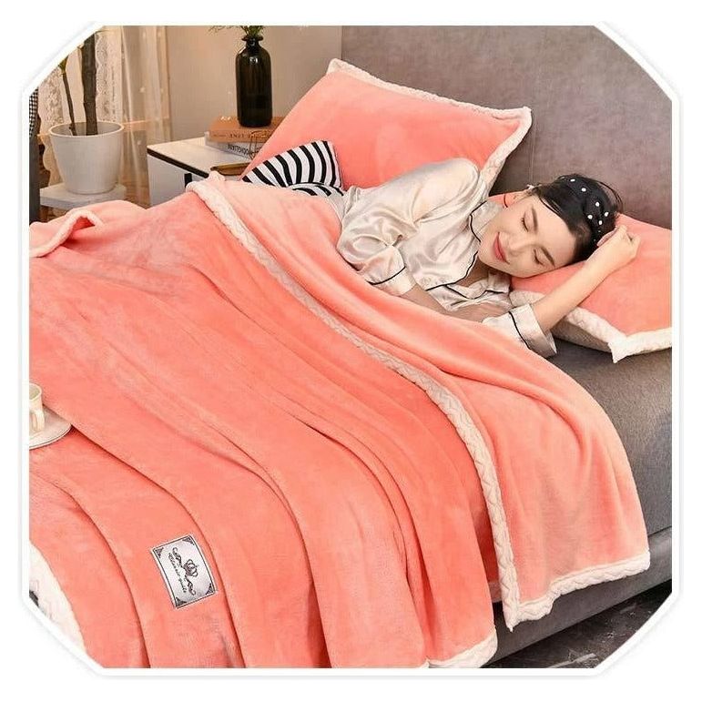 Couverture Légère et Chaude en Peluche - Designix Couette Orange 180x200cm(71x79pouce)