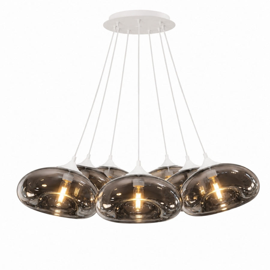 Suspension grappe Cruet 7 lumières, verres Ø 28 cm