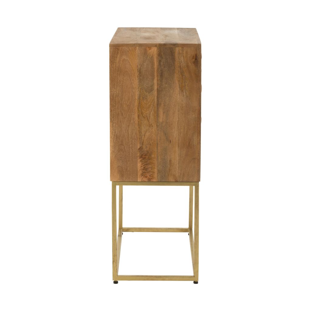 Armoire sur pied Nino en métal/bois de manguier naturel/or. | Designix - - https://designix.fr