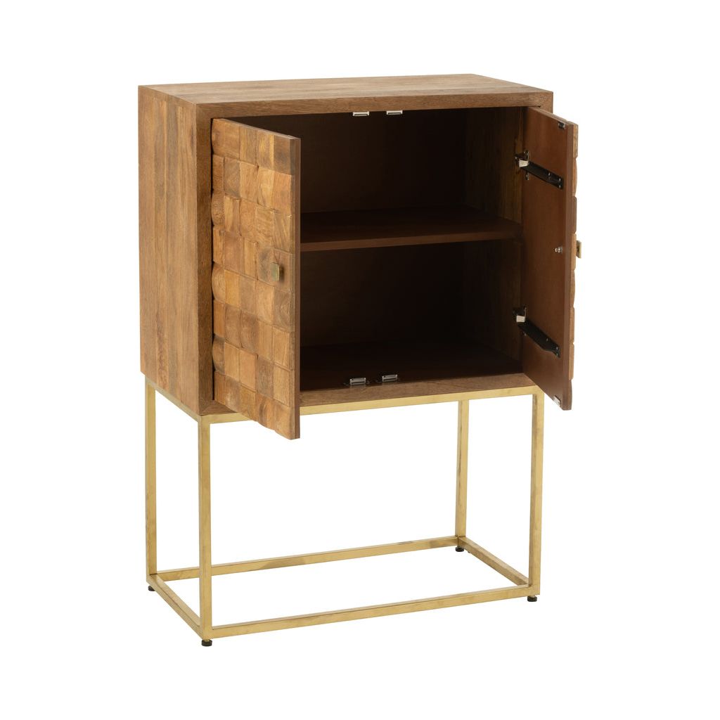 Armoire sur pied Nino en métal/bois de manguier naturel/or. | Designix - - https://designix.fr