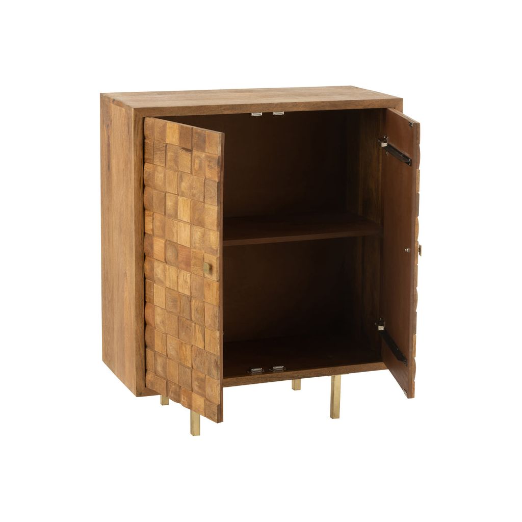 Armoire Nino en métal/bois de manguier naturel/doré | Designix - - https://designix.fr