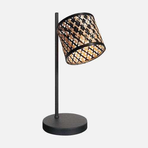 Lampe de chevet liseuse bambou, tête orientable noir & naturel | Java