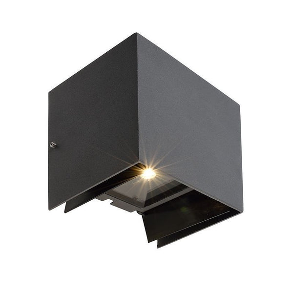 Applique extérieure Arcturus anthracite et grise, verre, H 14,5 cm