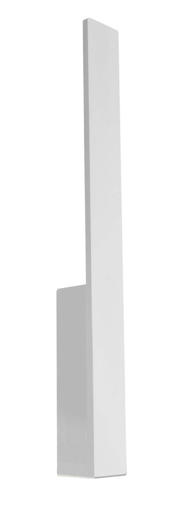 Profil latéral de l'applique blanche, longue tige verticale et socle mural