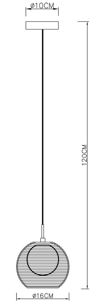 Schéma de dimensions avec diamètre 16 cm et hauteur 120 cm