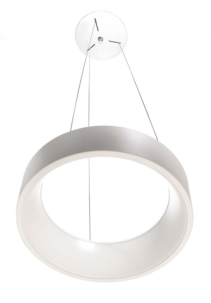 Vue en contre-plongée dévoilant l'intérieur de l'abat-jour cylindrique blanc