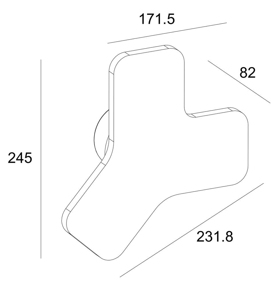 Schéma technique coté de l'applique avec dimensions 245, 171.5 et 231.8 mm