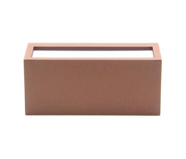 Vue de face de l'applique rectangulaire marron avec diffuseur blanc intégré