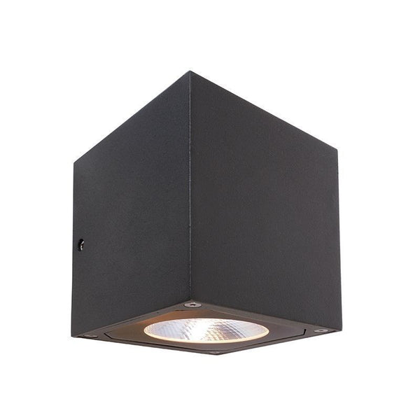 Applique extérieure Cubodo grise foncé, verre, simple, H 11,5 cm