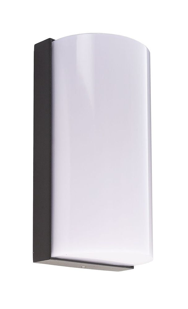 Même applique extérieure avec diffuseur blanc laiteux, présentée de face sur fond clair.